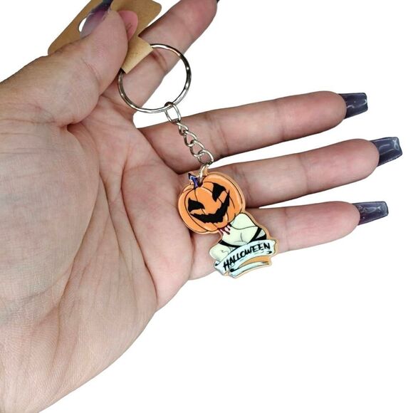 Halloween Zombie Pumpkin Head Keychain - Picture 1 of 1